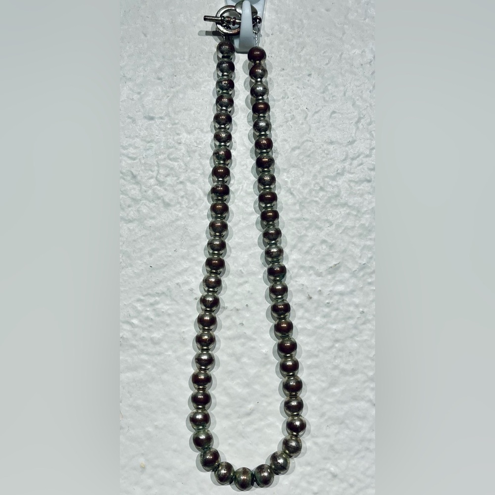 Vintage Silver Tone RL Ralph Lauren Beaded Toggle Chain Necklace